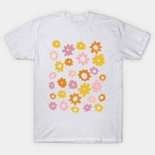 Vintage Floral Pattern in Lavender, Yellow, and Orange T-Shirt by OpalEllery